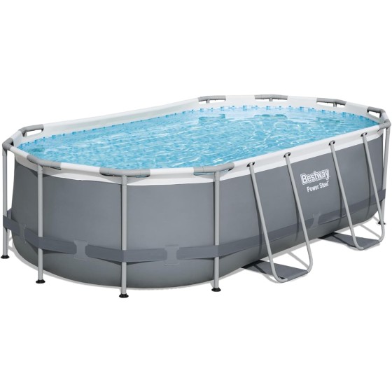 Bestway Power Steel 14' x 8'2" x 39.5" Oval Above Ground Pool Set | Includes 530gal Filter Pump, Ladder, ChemConnect Dispener