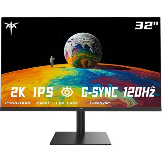 KTC 32 Inch 2K Monitor, 1440P IPS Computer Monitor, 100Hz 120Hz Frameless QHD PC Monitor for Office & Gaming, Eye Care, G-Sync/FreeSync, 109% sRGB, HDR, HDMI/DP, Tilt Adjustable, VESA, H32T13